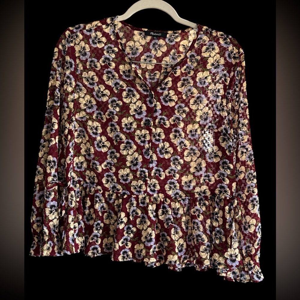 Madewell floral Burgundy Blouse
